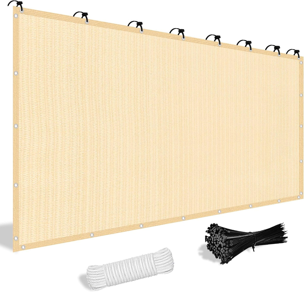 Shade&Beyond Customized Size 9' X 12' Shade Cloth with Grommets, 90% UV Protection UV Protection Mesh Tarp Sun Screens for Patio GN04, Wheat