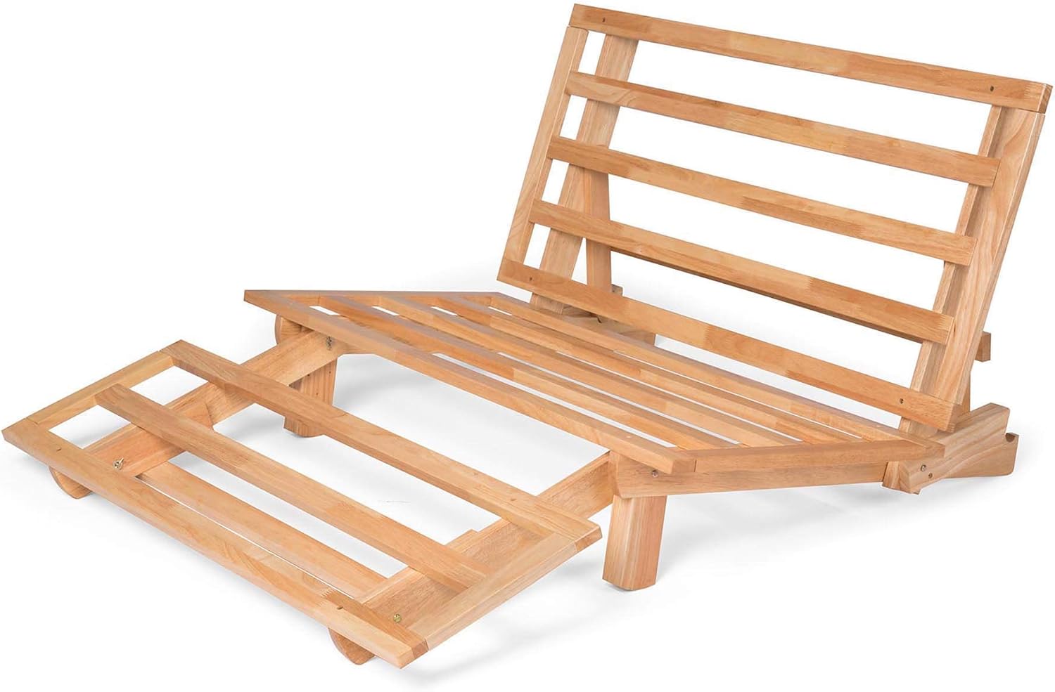 Nirvana Futons Tri-Fold Wood Futon Frame Full Size Sofa Bed Lounger - (Affordable Space Saver, Natural Finish) Ideal for Small Spaces, RVs, and Dorm Rooms