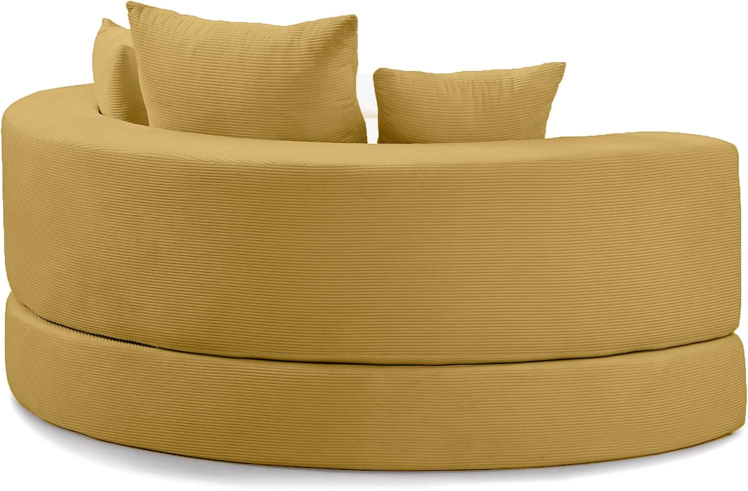 KEIKI 67' Corduroy Convertible Circular Floor Sofa Bed,Multi-Functional Adjustable Futon Couch for Living Room Office,No Assembly