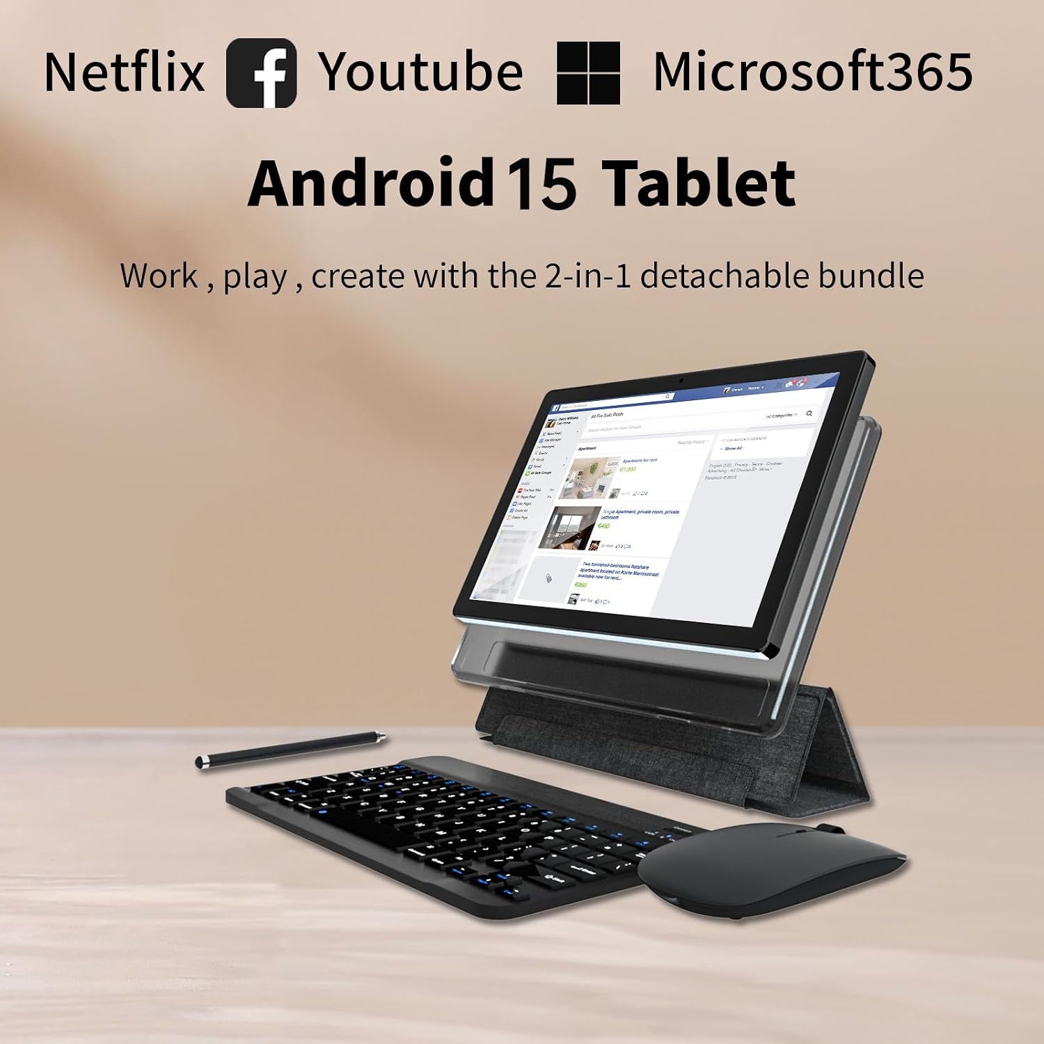 COLORROOM Android 15 Tablet 11inch, Face Unlock, 18W Fast Charging, 12GB+128GB+1TB Expand, Octa-core CPU, 8000mAh Large Battery, WiFi6, Touchscreen Display, Widevine L1 Tableta, Black