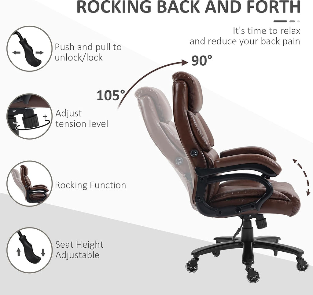 Ergonomic Office Chair for Big and Tall Adults, 400 lb Capacity Computer Gaming Desk Chairs with Swivel Rolling Wheels, Comfy Home Furniture Chairs for Bedroom,Brown
