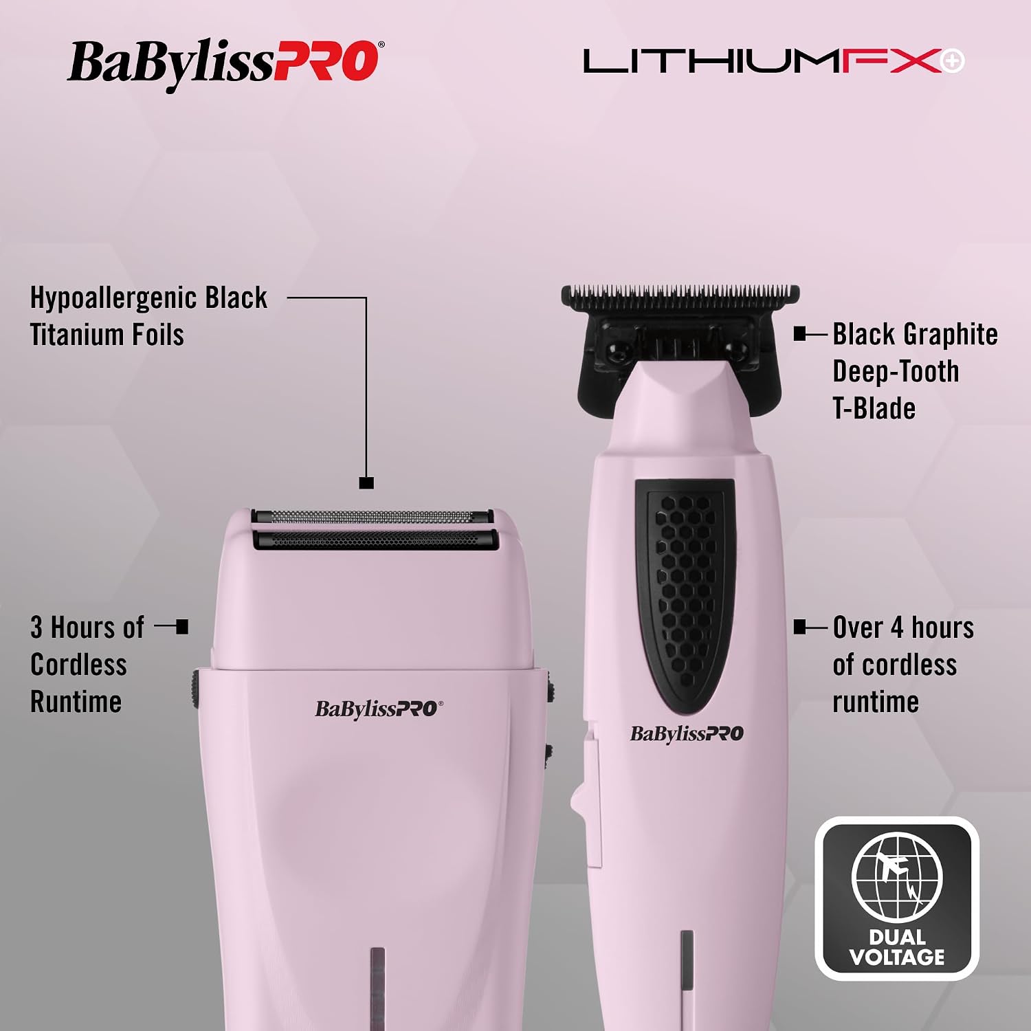BaBylissPRO LithiumFX Cord/Cordless Lithium Ergonomic Hair Trimmers for Men