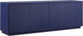Henn&Hart Fluted TV Stand for TVs up to 75' with 2 Concealed Ribbed Storage Cabinets and Adjustable Shelves for Living Room, Family Room, or Office, Navy