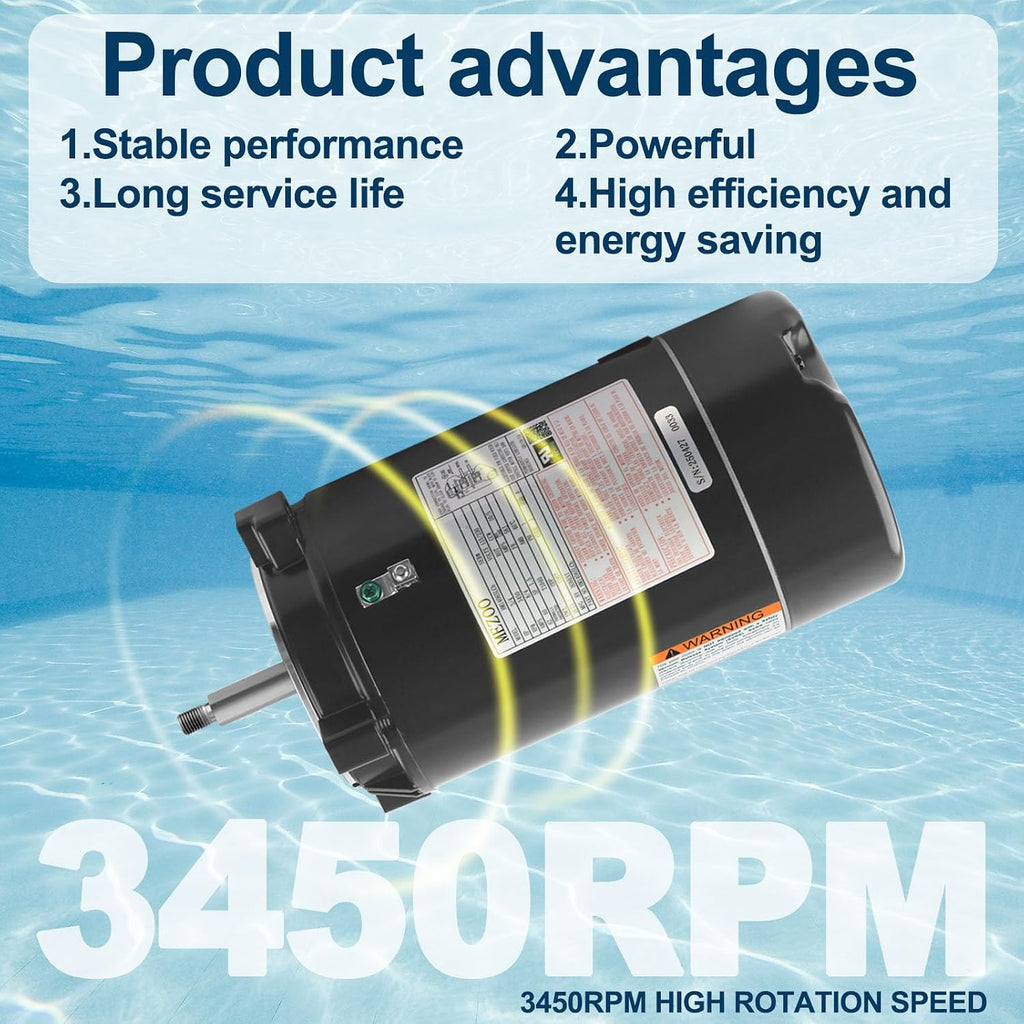 UST1072 3/4 Horsepower Swimming Pool Pump Motor Replacement for Hayward Super, 115/230V, Max Flow, Northstar & Jacuzzi Magnum Pump, Single Speed Round Flange Pool Motor