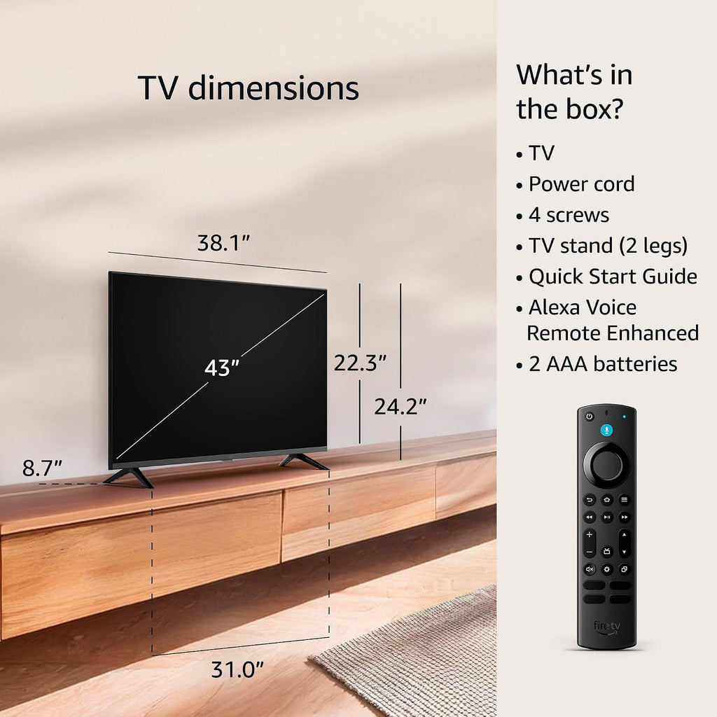 Amazon Fire TV 43' 4-Series 4K UHD smart TV, stream live TV without cable, 2024 release
