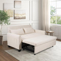 Oversized 3-in-1 Convertible Sleeper Sofa Bed, Futon Couch with Pullout Bed, 2-Seater Loveseat Sofa w/Pockets, Adjustable Backrest and Pillows for Living Room Apartment (White)