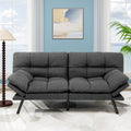 MUUEGM Futon Sofa Bed, 71' Convertible Linen Memory Foam Couch Bed, Modern Backrests Armrests Love Seat for Living Room,Apartment,Office,Charcoal Grey Sleeper Couch