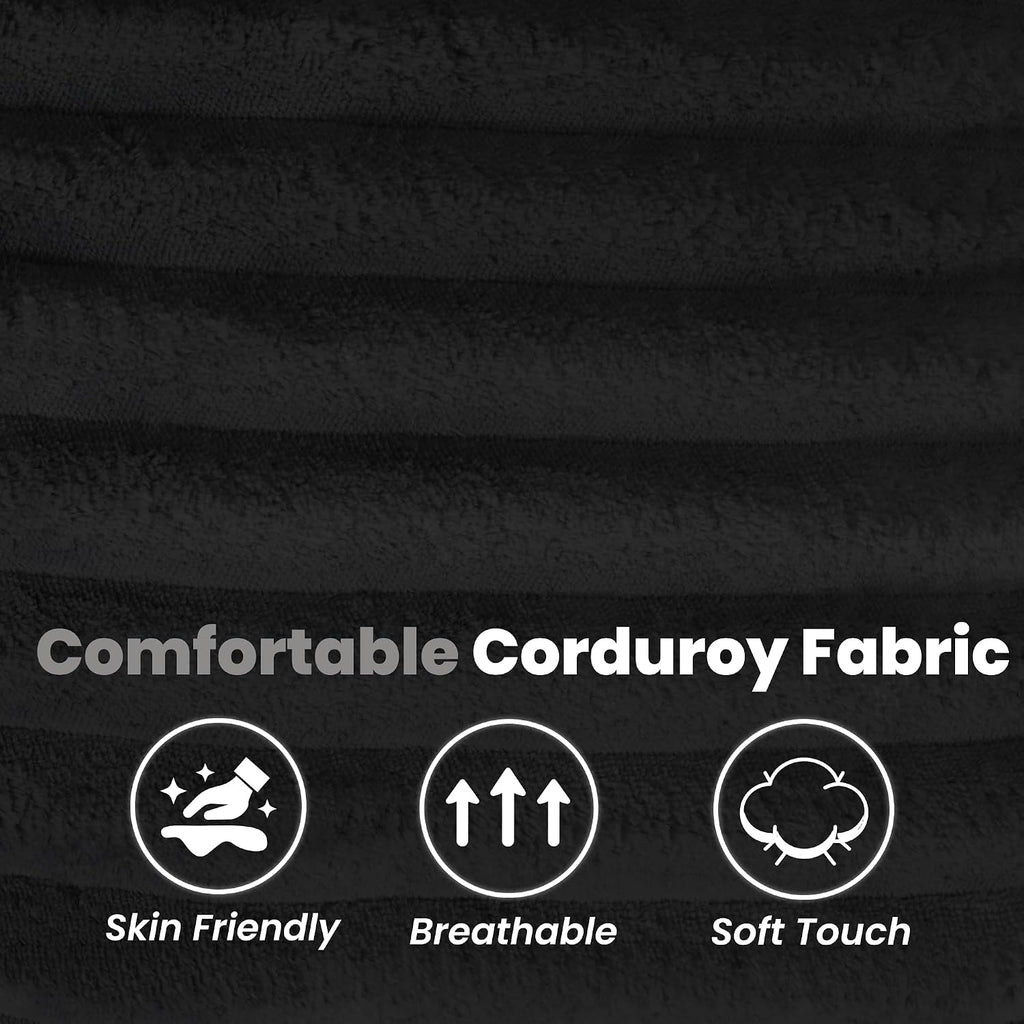8' Futon Mattress Full Size 54' x 80', Futon Sofa Couch Bed with Twisted Rope Design Edging, Extra Thick Corded Floor Futon Mattress Sleeping Mat for Adults, Camping, Dorm, Black(Frame Not Included)