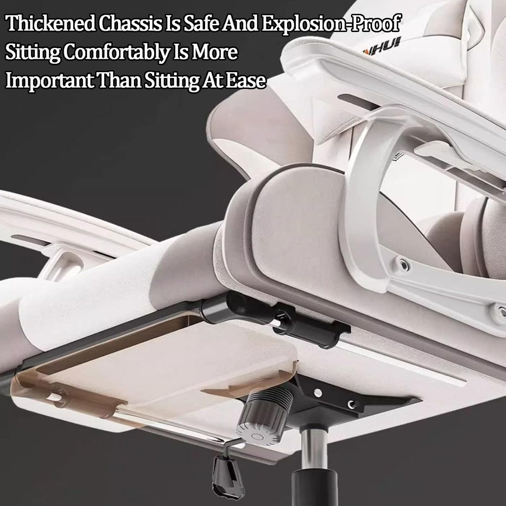 JSWHYBD Ergonomic Office Chair with Footrest Video Gaming Chairs for Adults 400lb High Back Reclining Computer Chair Big and Tall Pu Leather Adjustable Chair Nofootrest White