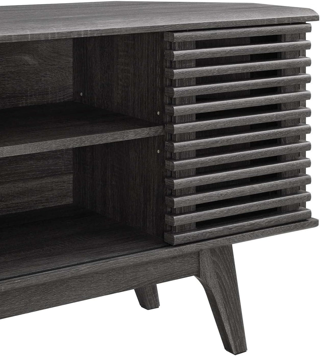 Modway Render Mid-Century Modern Low Profile 46' Corner Media TV Stand in Charcoal