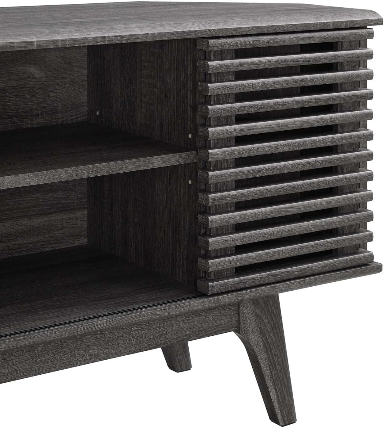 Modway Render Mid-Century Modern Low Profile 46' Corner Media TV Stand in Charcoal