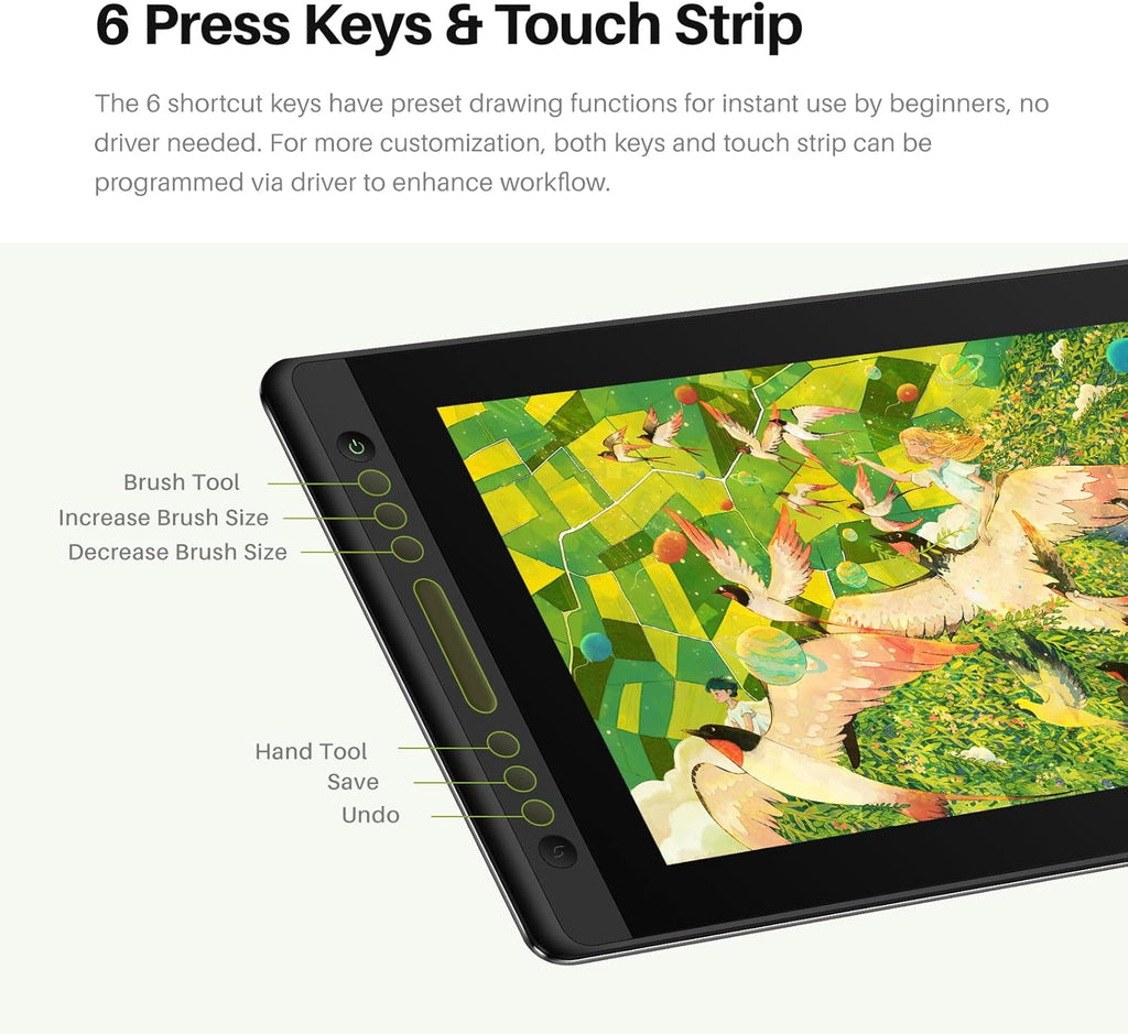 HUION Kamvas Pro 16 V2 Drawing Tablet with Screen 16K Levels PenTech 4.0 Battery-Free Pen, 15.6' Full-Laminated, Smart Touch Bar & 6 Keys Art Tablet Work with Windows, Mac and Linux