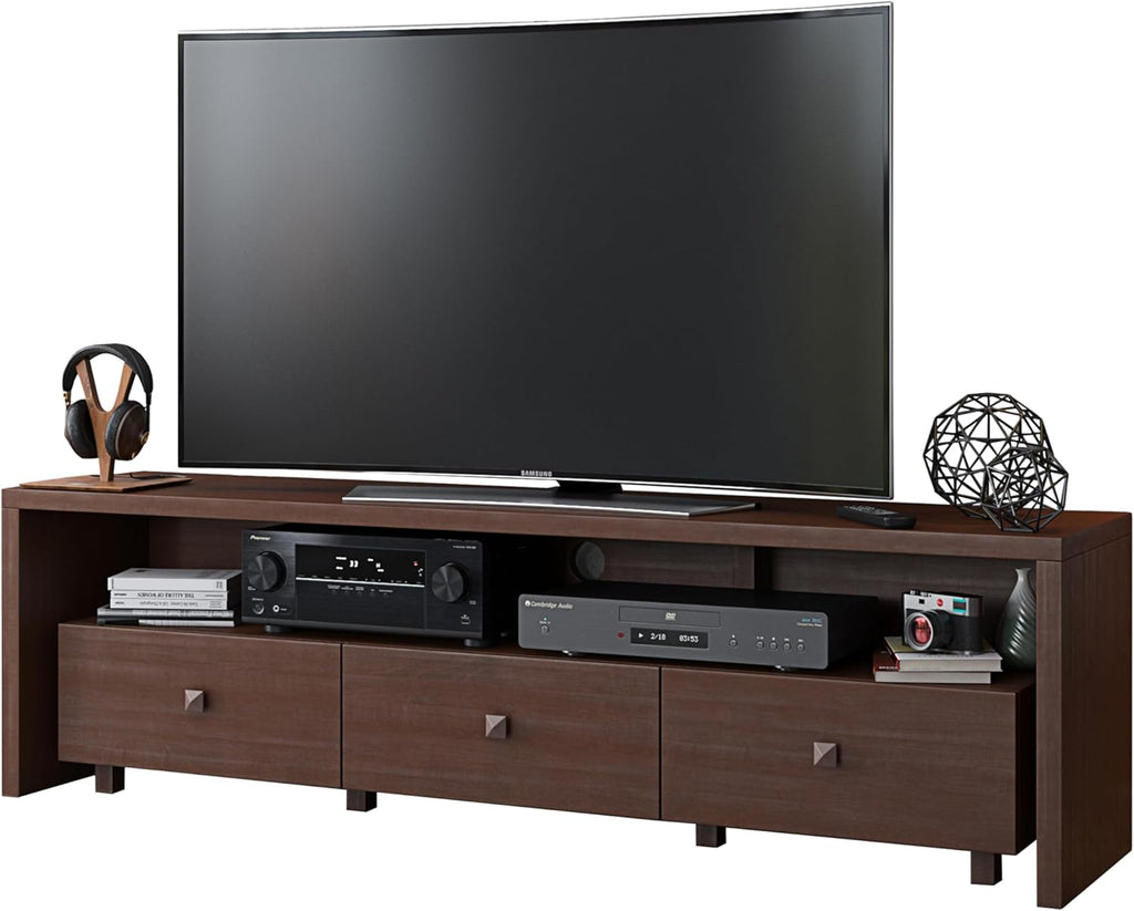 Elegant 80' TV Stand with Three Cabinets and Storage, Modern Entertainment Center with Cable Management Fits Screens up to 80' When Measured Diagonally