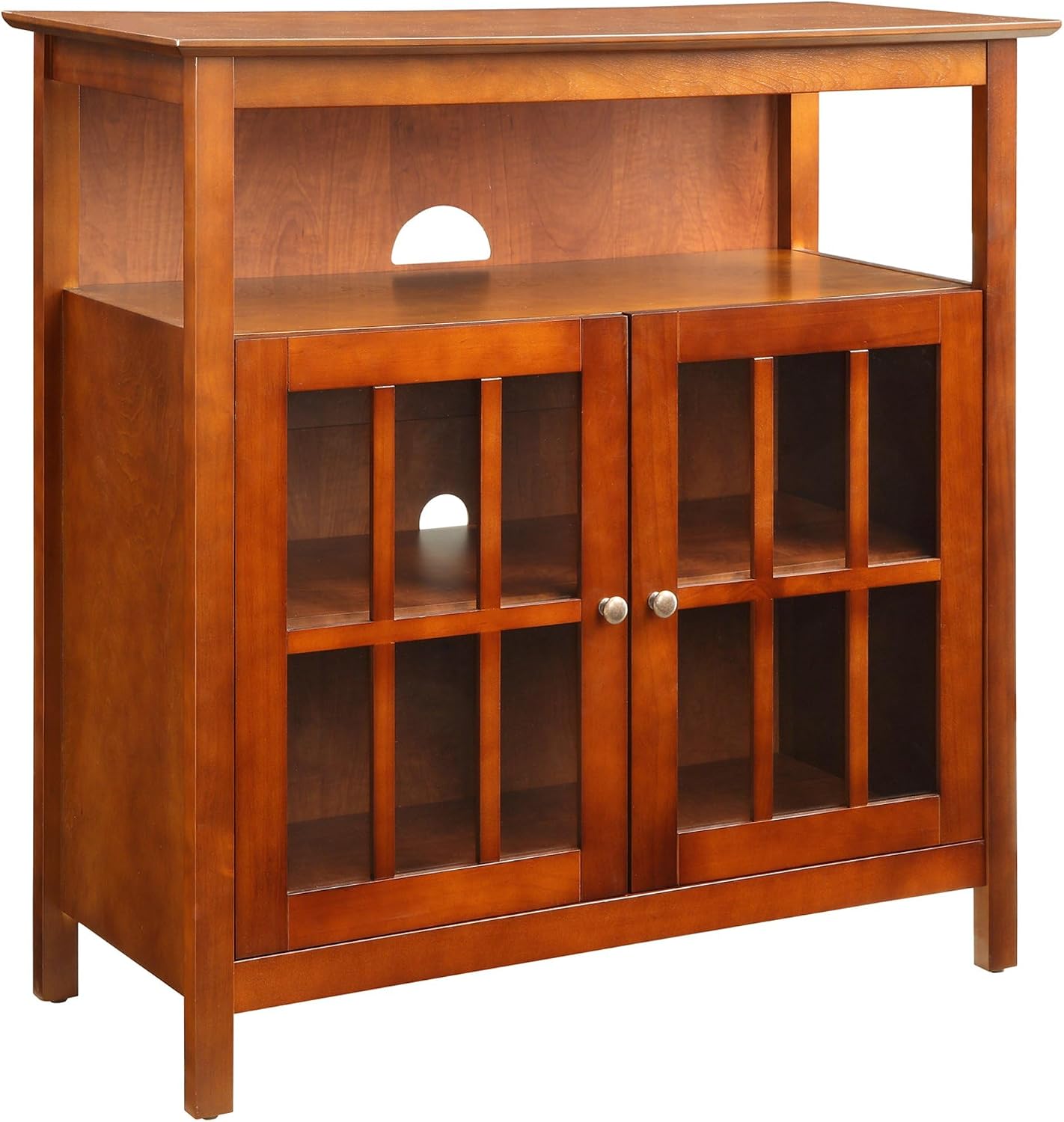 Convenience Concepts Big Sur Highboy TV Stand 36' - Modern Entertainment Center For TVs up to 40', Storage Cabinet for Dining, Living Room, & Entryway, Console Hall Table with Shelves, Cherry