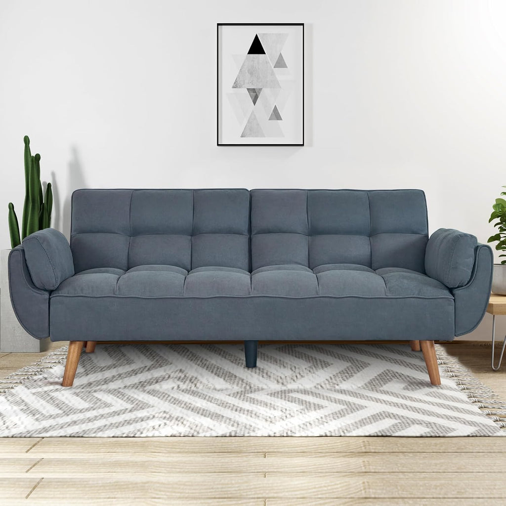 Convertible futon Sofa Bed, Sleeper Sofa Bed with Adjustable backrest, Small Space Small Sofa, Living Room, Bedroom (Dark Gray)