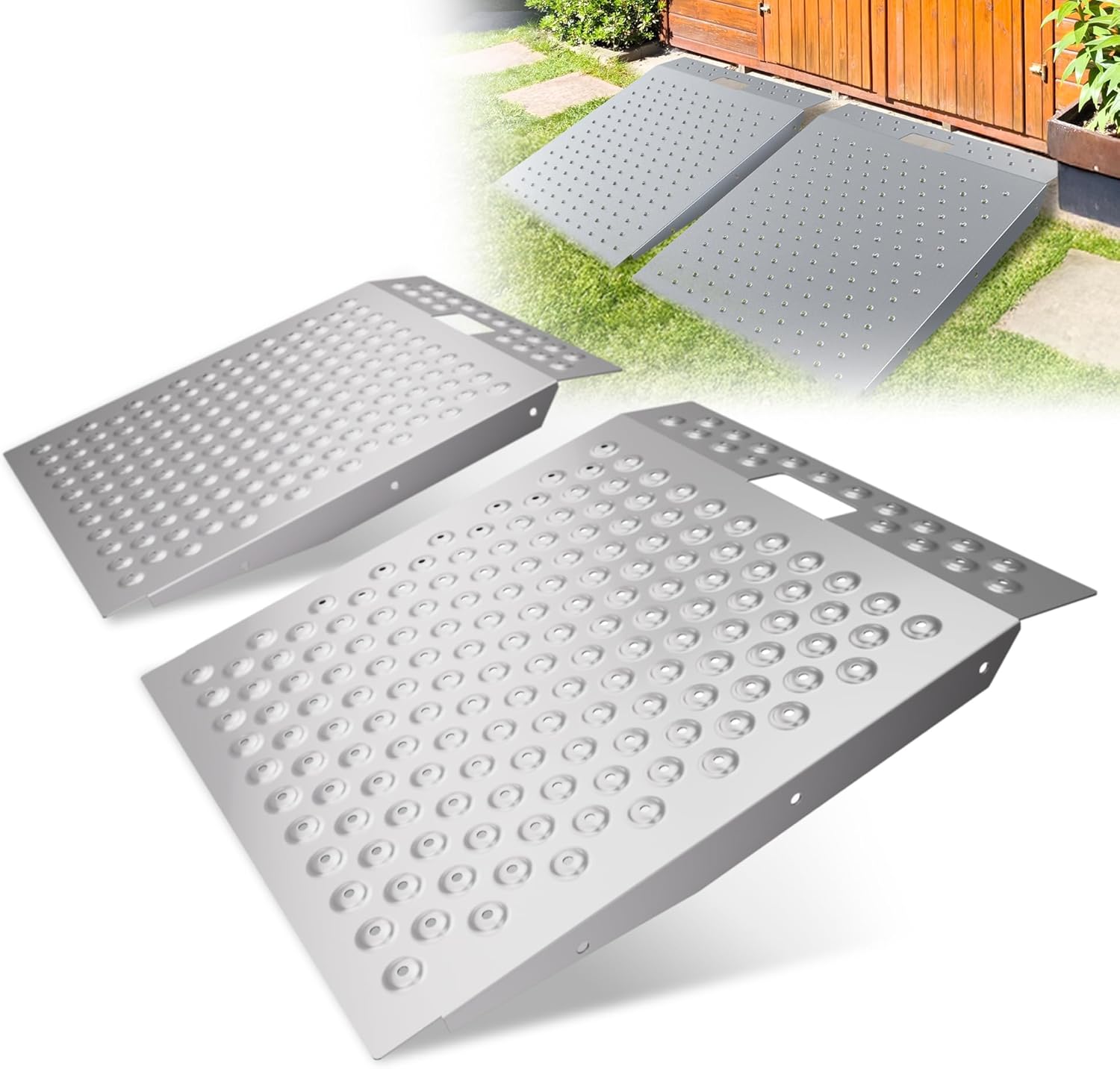 WHALEMOTOR Shed Ramp 2PC, Loading Ramp for Riding Mower, 29' L x48 W, 1500 lbs Capacity, Shed Storage Ramps for Sheds, Garages, Barns, ATV, Lawnmower, Golf Cart, Sturdy Anti-Slip Ramps
