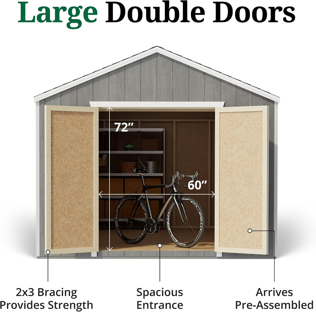 Little Cottage Co. 10x18 Value Gable Shed with Floor, Outdoor Wood Storage Do-It-Yourself Precut Kit