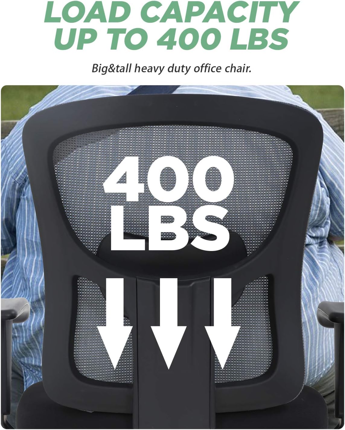 BestOffice Big and Tall Office Chair 500lbs Desk Chair Mesh Computer Chair with Lumbar Support Wide Seat Adjust Arms Rolling Swivel High Back Task Executive Ergonomic Chair for Home Office (Grey)