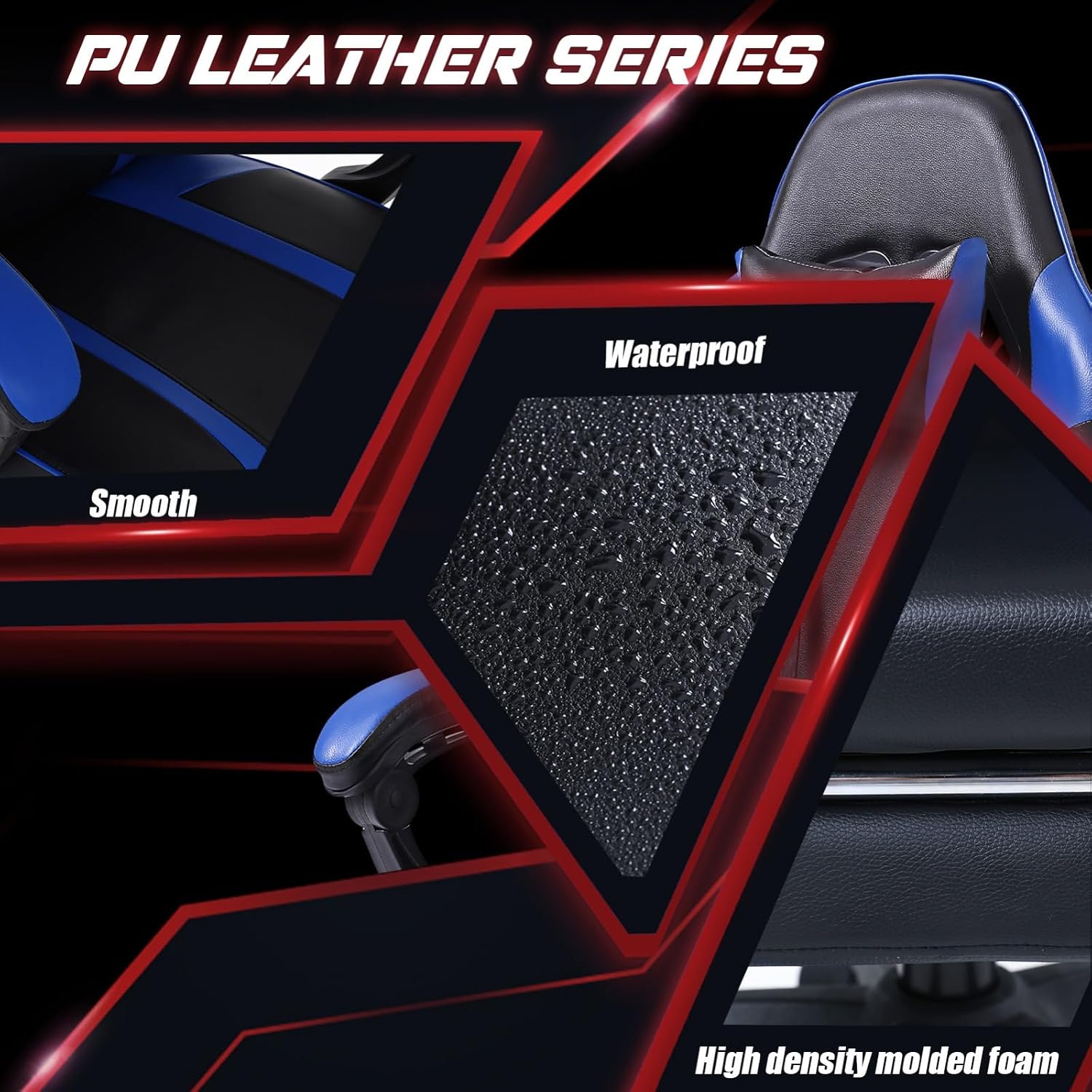 Video Game Chairs for Adults, PU Leather Gaming Chair with Footrest, 360° Swivel Adjustable Lumbar Pillow Gamer Chair, Comfortable Computer Chair for Heavy People, Purple