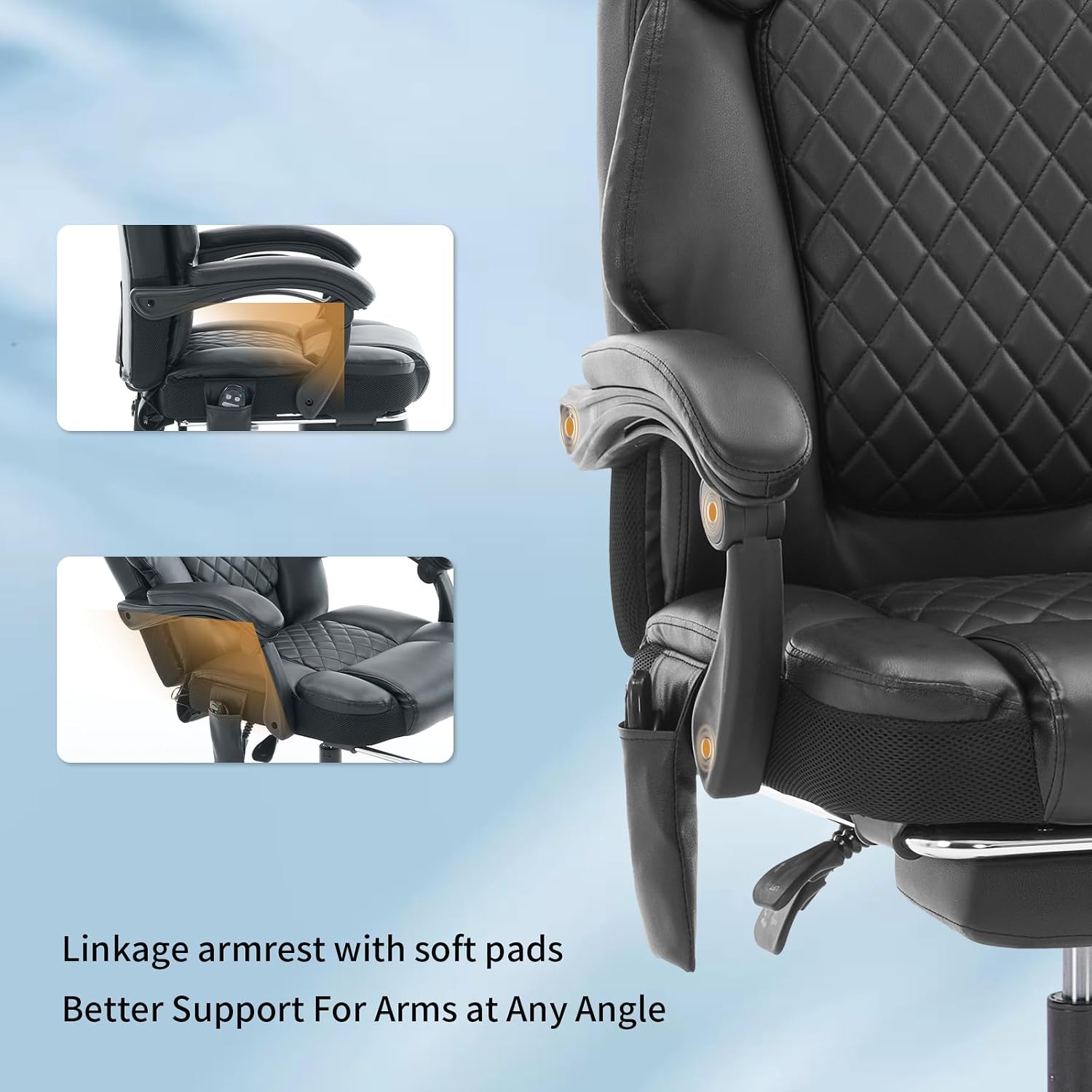 High-Performance Black Massage Office Chair Extendable Footrest + 6-Zone Vibration Heating 400lbs Heavy-Duty Recliner Ergonomic Executive Managerial Chair for Home Office Black