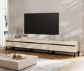 WAMPAT Modern TV Stand for 32-110 Inch TVs, Wood Entertainment Center with Metal Base Storage Cabinets, Media TV Console for Living Room, Light Oak, 3Pcs