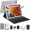EITOMIN Tablet 10 inch 2026 Latest Android Tablet 128GB ROM+16GB RAM+1TB Expandable Octa-Core 5G WiFi 1080FHD/13MPCamera/7000mAh/Bluetooth 5.0/GPS/Tab with Keyboard/OTG/Mouse/Pen Silver