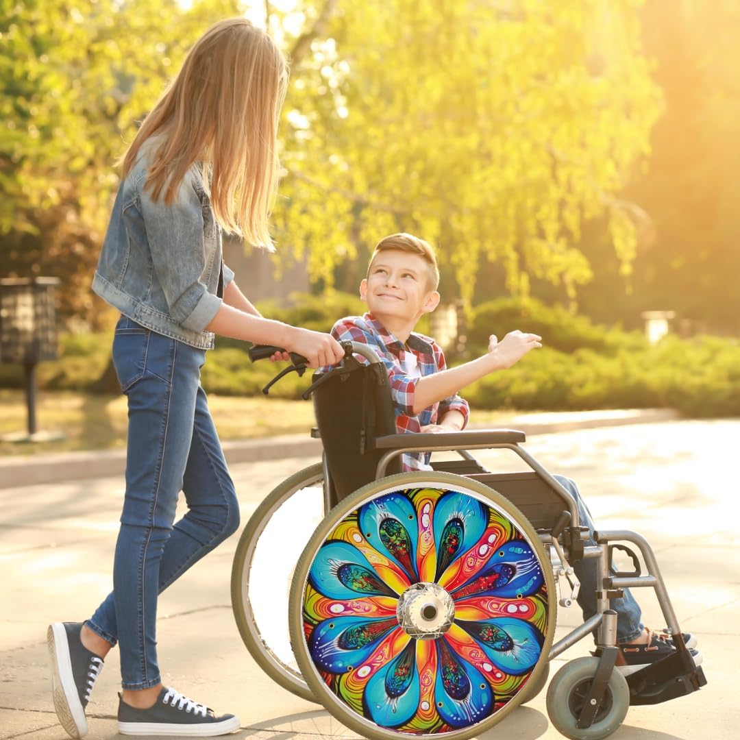 Designer Cover for Wheelchair Wheels, Enhances Aesthetics, Easy Install/Remove, Lightweight, New Matt Finish (Pretty Petals)