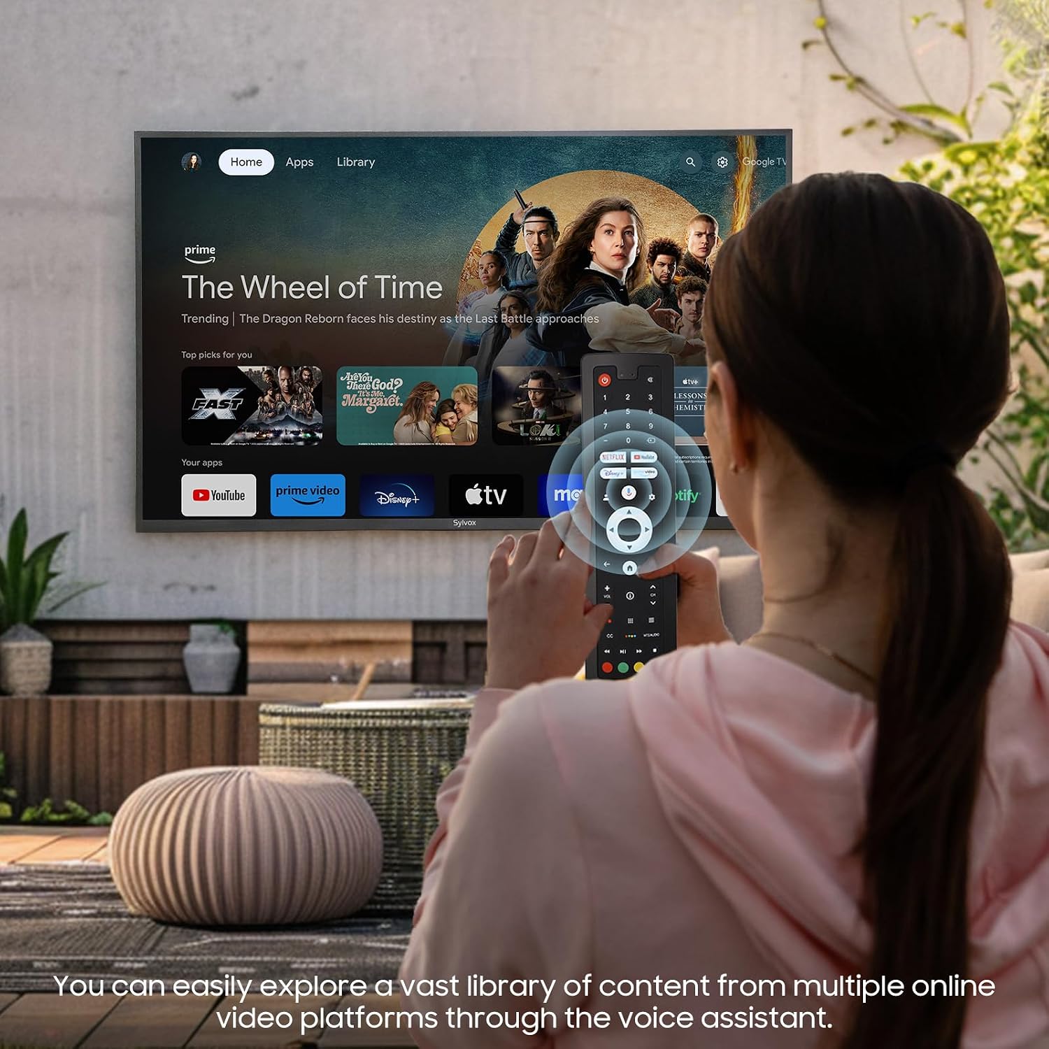 SYLVOX 65 Inch Outdoor Smart Television Weatherproof Google TV, 4K 700NIT High Brightness Temperature Resistant IP56 Waterproof TVs, Anti-Scratch, Suitable for Partial Sun (Patio Series)