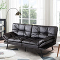 MUUEGM Futon Sofa Bed, Memory Foam Convertible Couch, Modern Loveseat, Adjustable Backrests & Armrests, Black