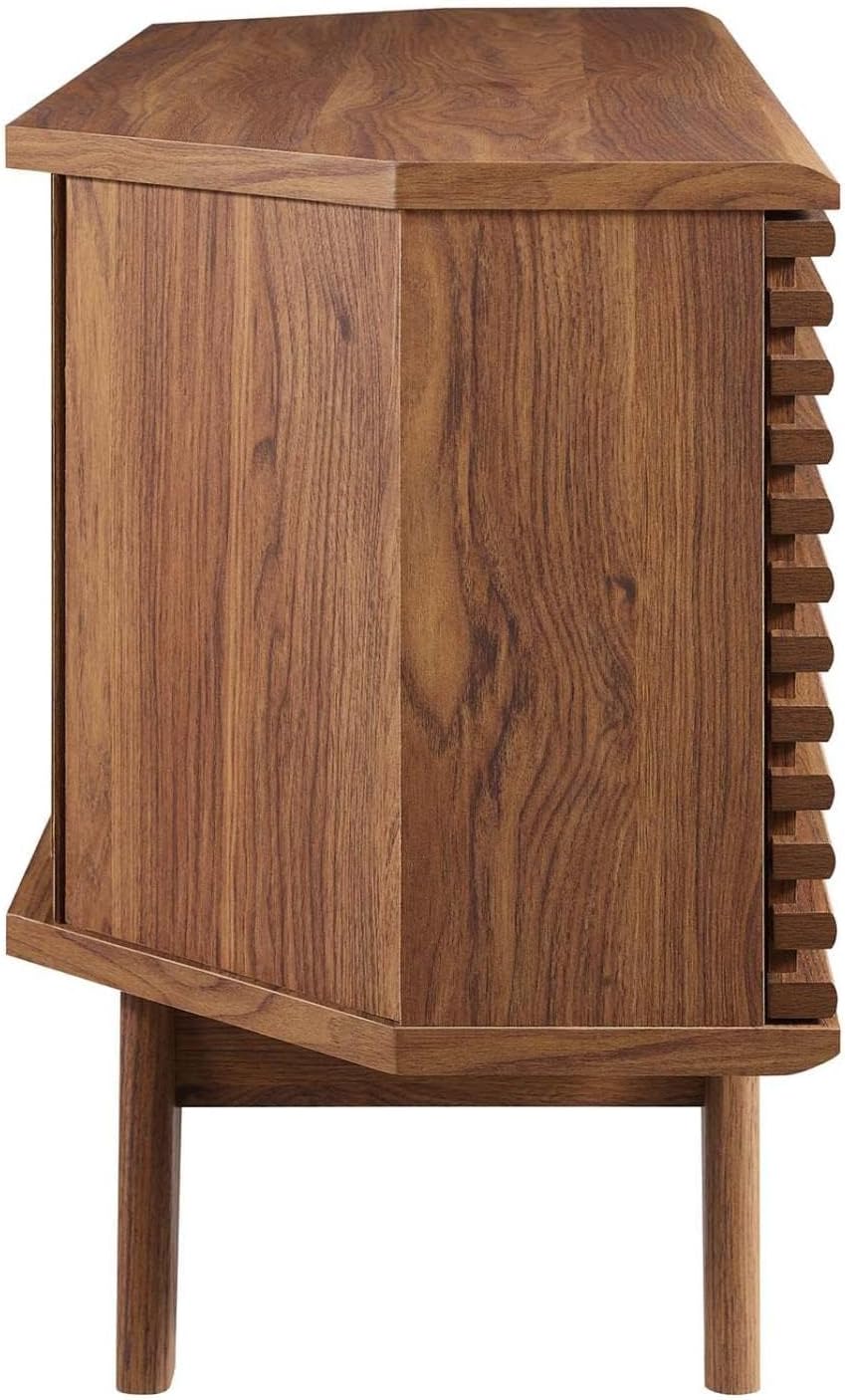 Modway Render Mid-Century Modern Low Profile Corner Media TV Stand in Wal, 15 x 46 x 23