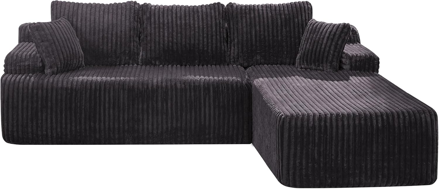 Hobestluk Modular Sectional Sofa Couches L-Shape Couch 3 Seat Modular Sofa Memory Foam Sectional Couches for Living Room, Cloud Couch with Oversized Chaise (108' Right Facing Chaise)