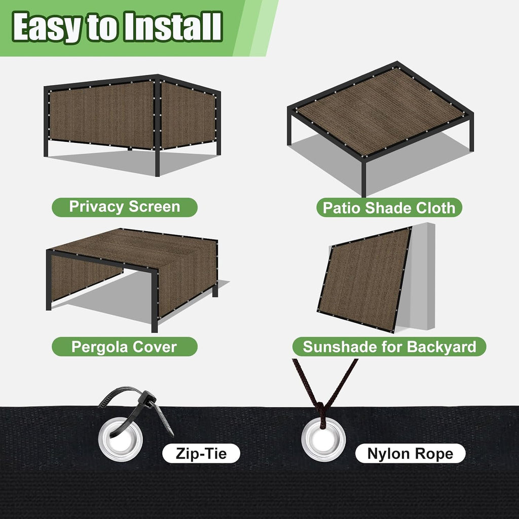 Outdoor 90% Sun Shade Cloth with Grommets, 14 X 20 FT Pergola Shade Cover for Garden Patio Carport Kennel Swimming Pool, Mocha (We Make Custom Size)