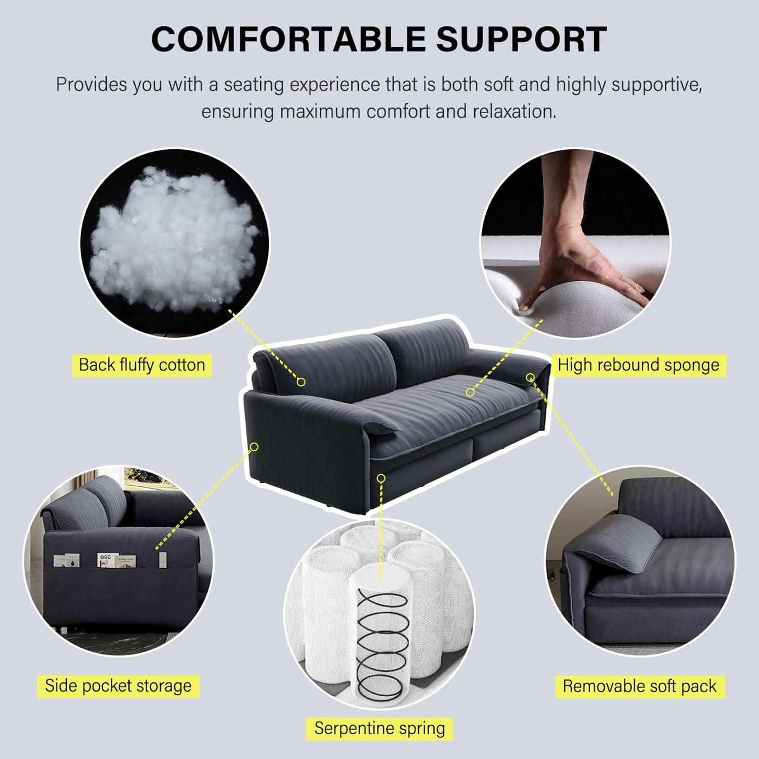3 in 1 Convertible Queen Sleeper Sofa Bed Comfy Pull Out Futon Couch Bed 66' Modern Velvet Recliner Loveseat Sofa Multi-Functional Grey Cloud Couch for Living Room,Apartment,Office (Grey 66')