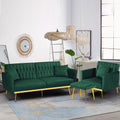 2 Pieces Velvet Sofa Set with Adjustable Armrest and Backrest, 70' Convertible Futon Sofa Bed & Mordern Accent Chair with Ottoman for Living Room, Bedroom, Green