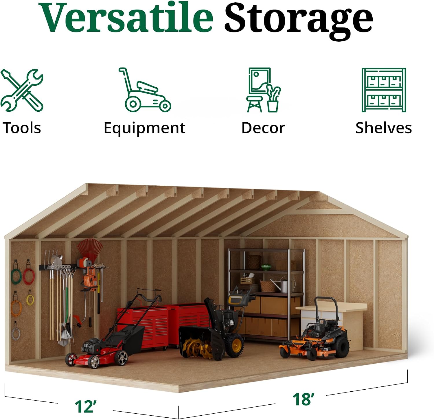 Little Cottage Co. 12x18 Value Gable Shed with Floor, Outdoor Wood Storage Do-It-Yourself Precut Kit