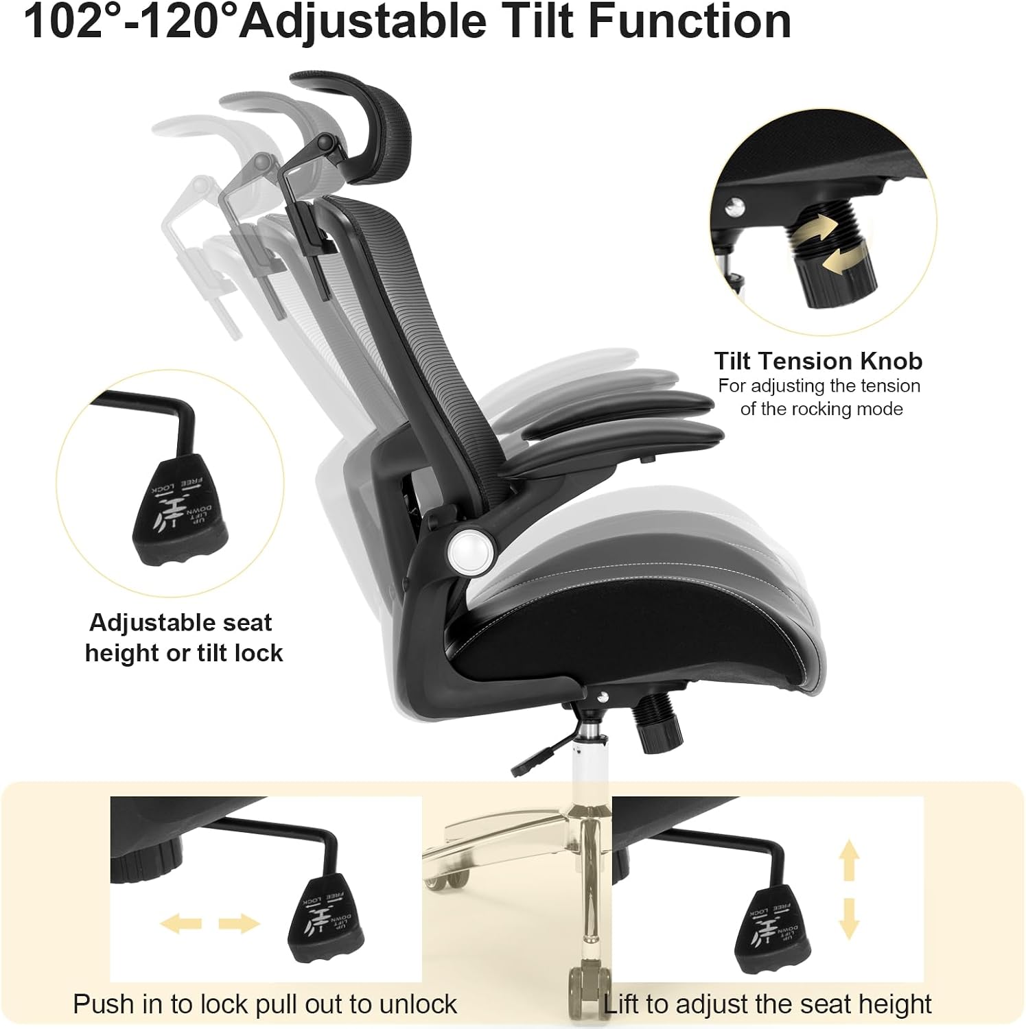 Big and Tall Office Chair, 400lbs Heavy Duty Ergonomic Desk Chair with Soft 3D Modeling Foam Cushion Home Office Desk Chairs with Adjustable Headrest Seat Height Executive Computer Task Chair