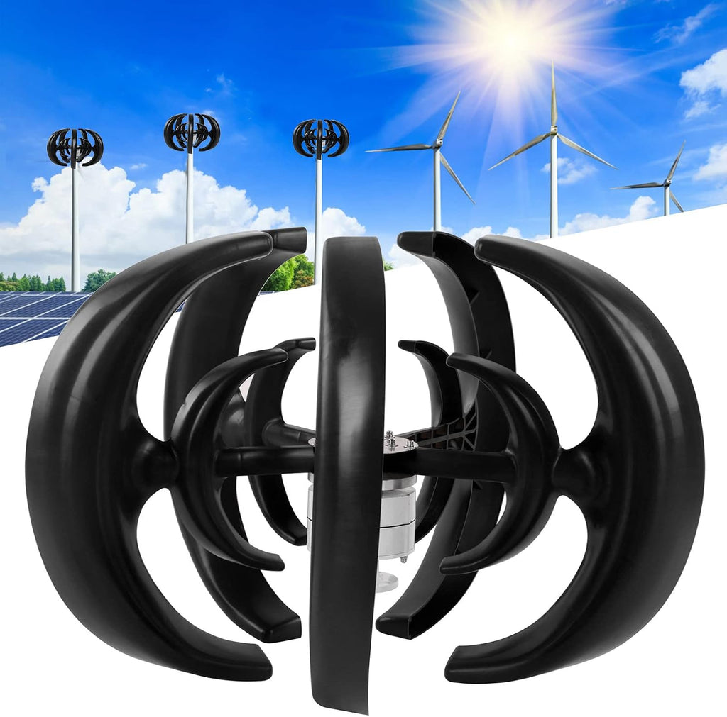 1200W Wind Turbine Generator, 12V Wind Vertical Axis Generator Kit with Controller, 5 Leavies for Boats, Terraces, Cabins(1)