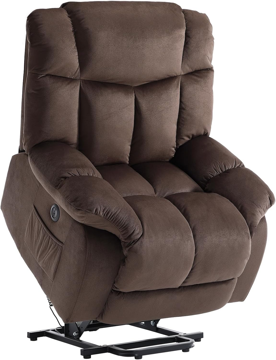 CANMOV Power Lift Electric Recliner Chair for Elderly- Heavy Duty and Safety Motion Reclining Mechanism-Antiskid Fabric Sofa for Living Room, Chocolate