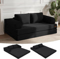 MeMoreCool Convertible Sofa Bed Black, Folding Floor Couch Bed Queen, Pull Out Sleeper Couch with Pillows, Corduroy Fold Out Futon Sofa for Bedroom Living Room Small Space