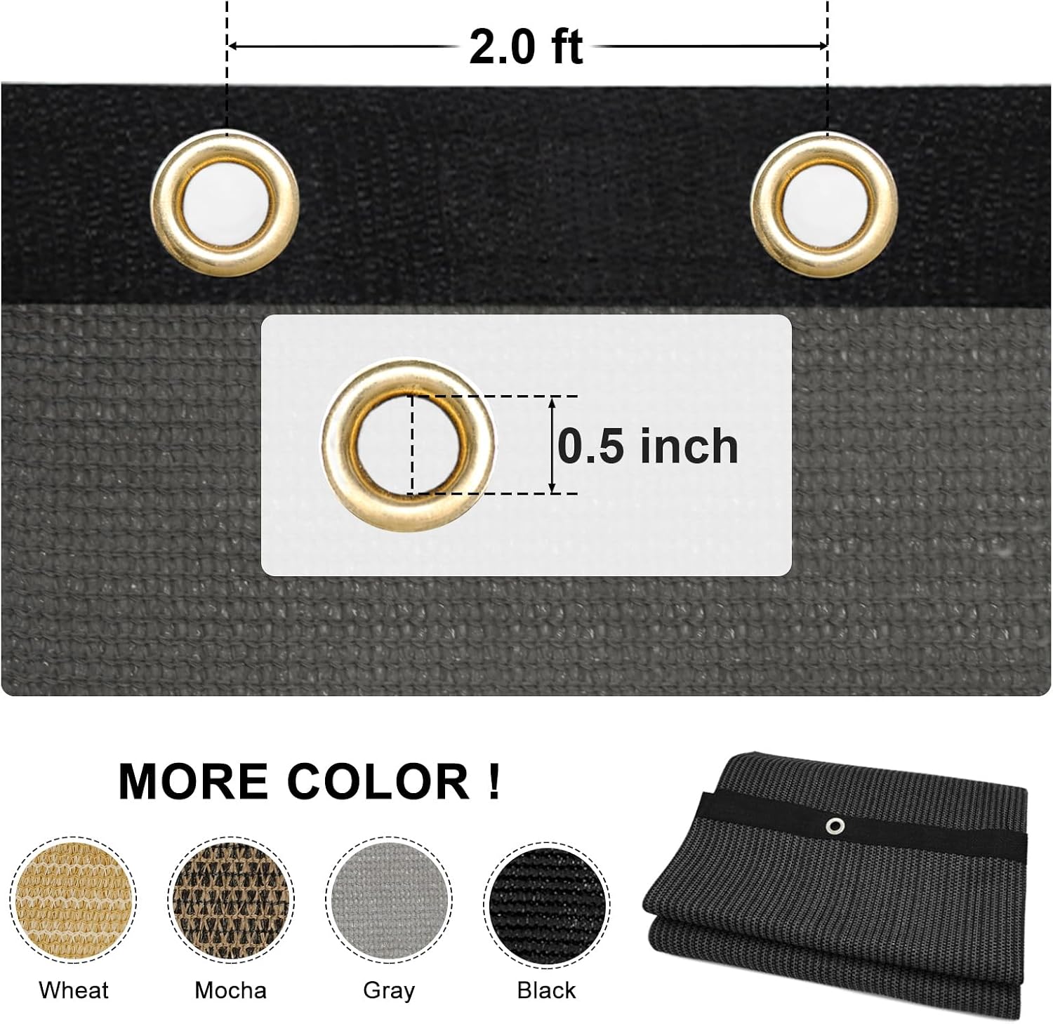 Amagenix 90% Dark Grey Sun Shade Cloth with Grommets, 12'X 16' Sun Screens Pergola Shade Cover Canopy for Outdoor Garden Patio Porch