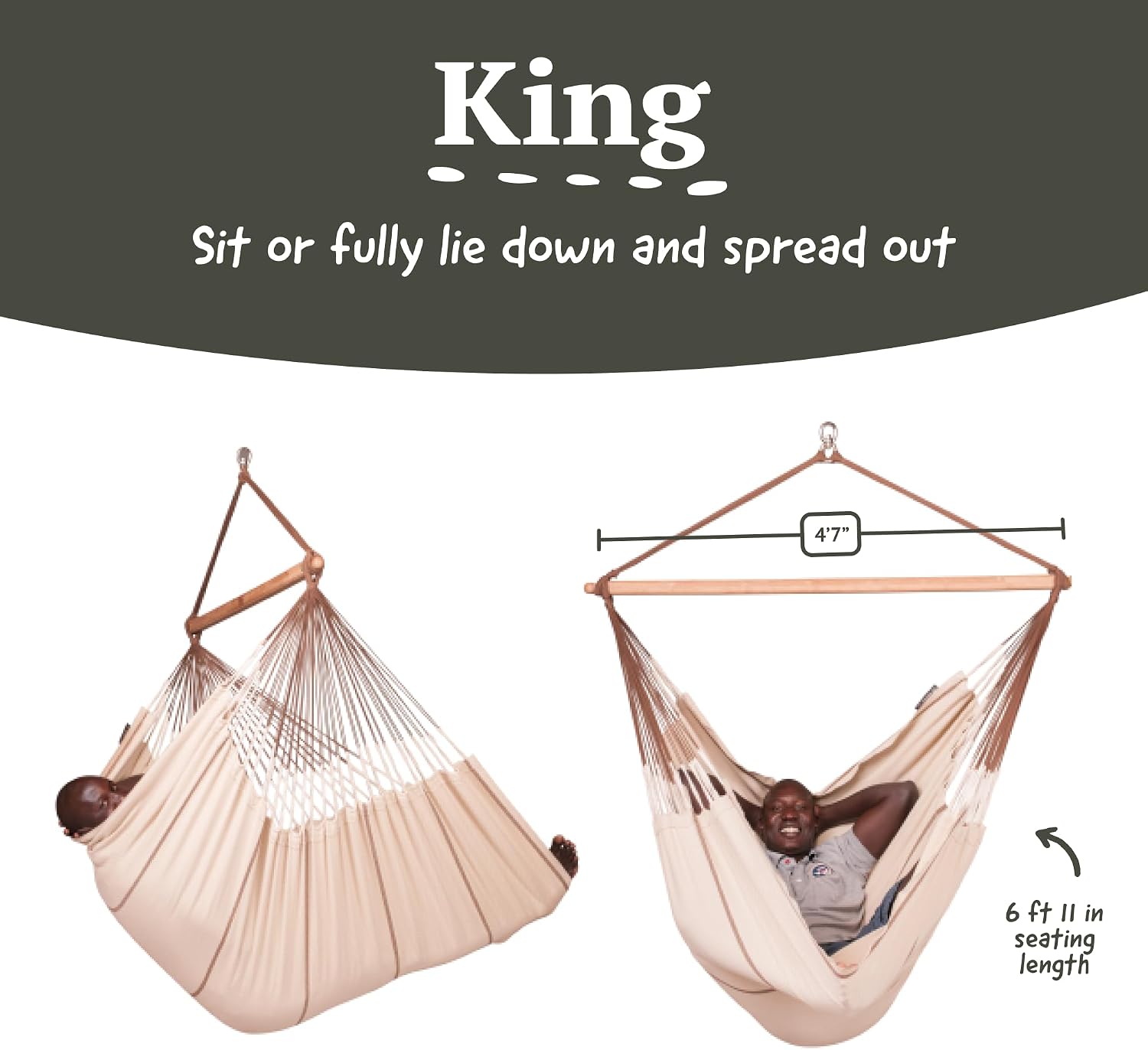 LA SIESTA® Habana Nougat - Organic Cotton Lounger Hammock Chair