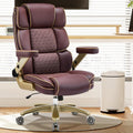 Heavy Duty Executive Leather Chair, Big and Tall Office Chair 500lbs with 5D Flip-up Armrests, Comfortable Seat, Adjustable Lumbar, High Back, Large Computer Desk Chair for Home Office, Brown