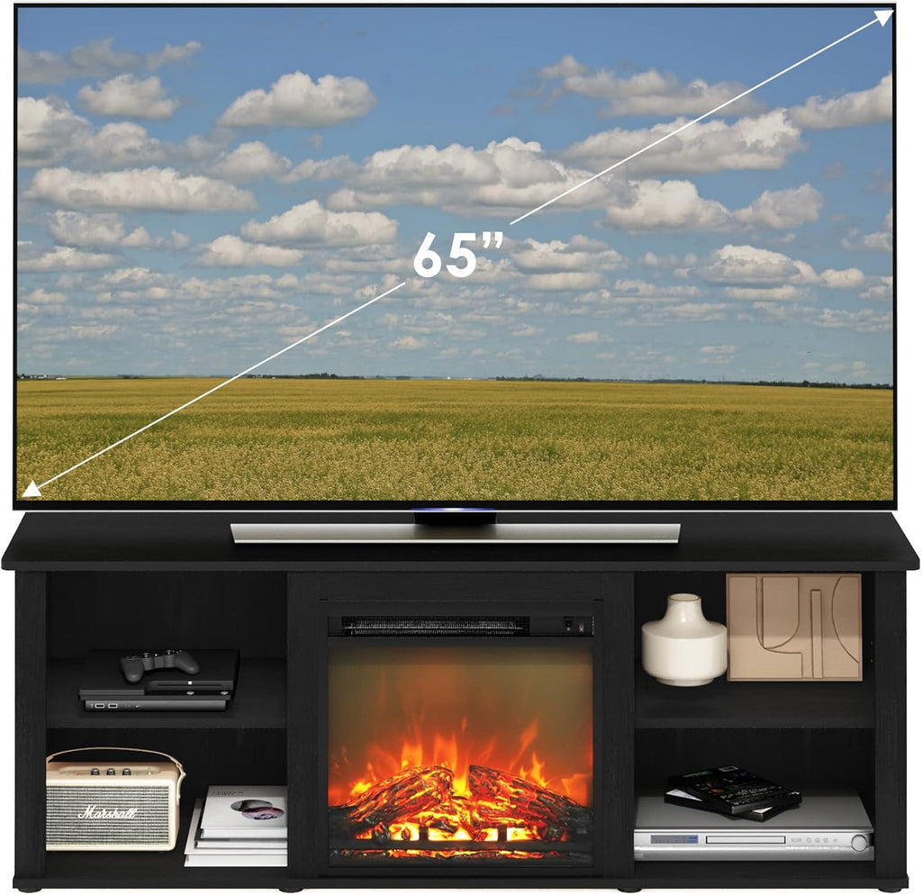 Furinno Classic 60 Inch TV Stand with Fireplace, Americano