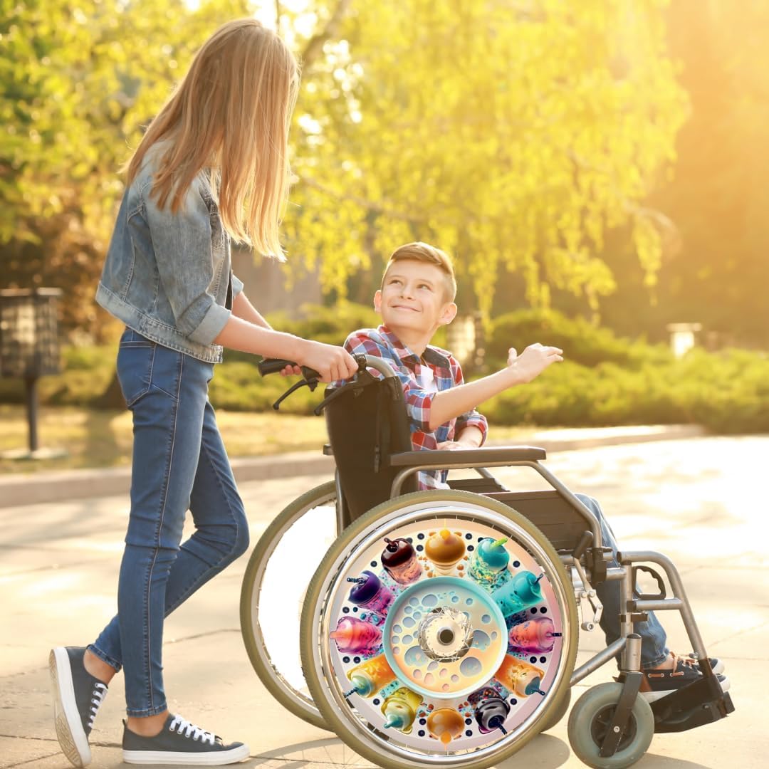 Wheelchairs Spring Designer Wheel Covers–, Cute, Waterproof Easy Install/Remove, Lightweight (Bubbly Boba) | New Durable, Gift for Boba Lovers