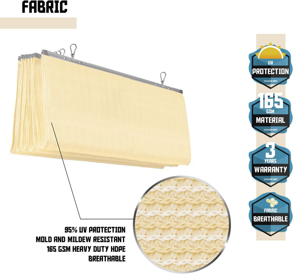 TANG 7' x 14' Pergola Cover Shade Canopy, Retractable Awning Sun Shades Outdoor Patio Pergolas Kit for Deck Backyard Gazebo, Wave Shade Sail with Hardware Wire Cable, Beige