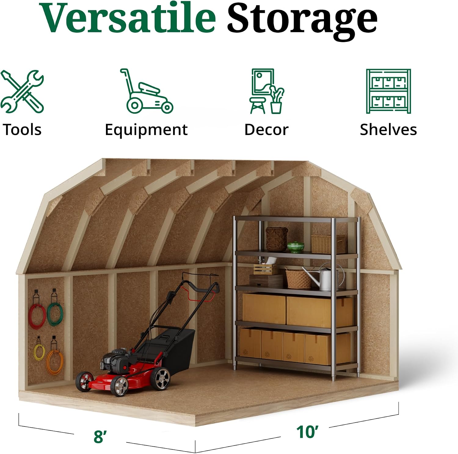 Little Cottage Co. 8x10 Value Gambrel Barn with 4 ft. Sidewalls with Floor, Outdoor Wood Storage Shed Do-It-Yourself Precut Kit