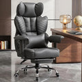 GTPOFFICE Big and Tall Office Chair 400LBS Wide Seat Computer Gaming Chair with Footrest & Comfy Lumbar Support, Leather High Back Executive Chair with Ergonomic Pressure Relief Seat Cushion, Gray