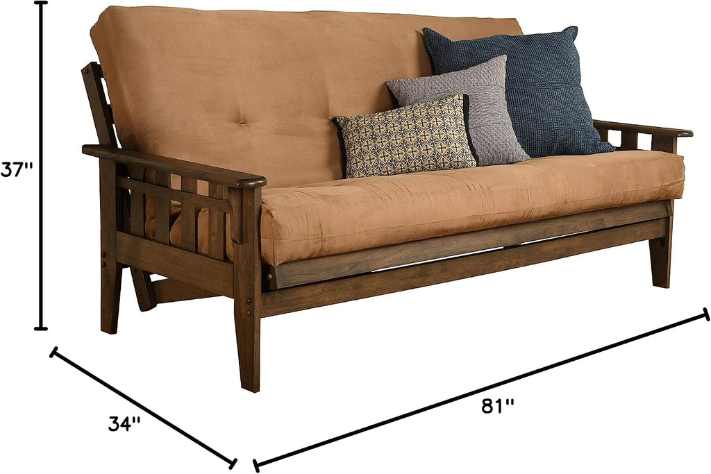 Kodiak Furniture Tucson Full Size Futon Set In Rustic Walnut Finish, Suede Peat