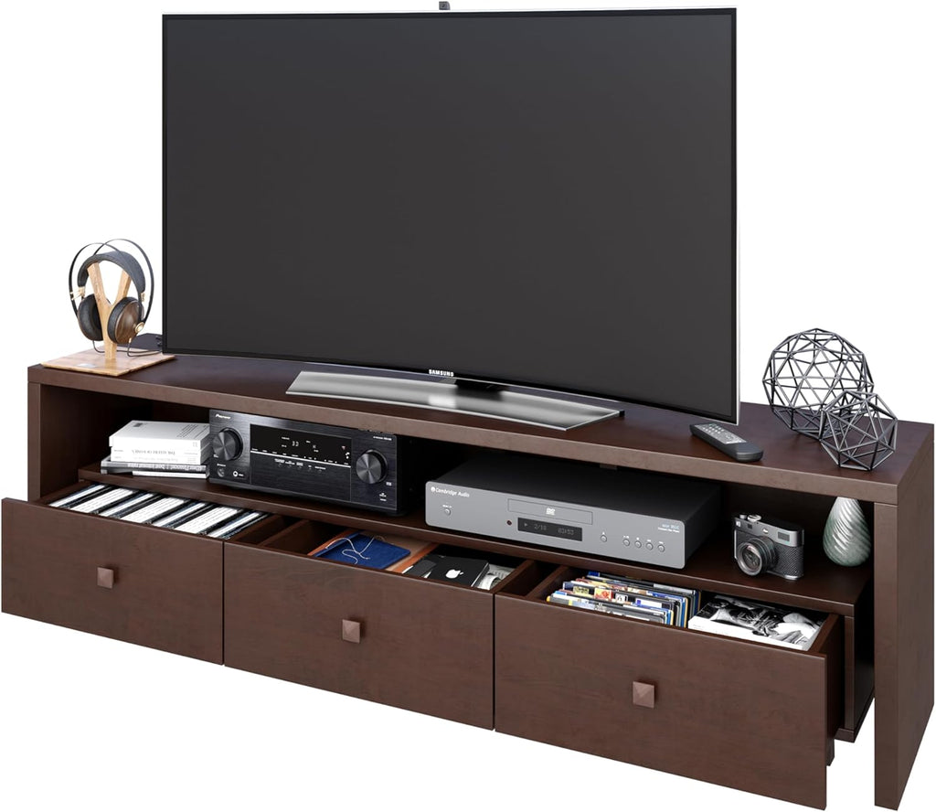 Elegant 80' TV Stand with Three Cabinets and Storage, Modern Entertainment Center with Cable Management Fits Screens up to 80' When Measured Diagonally