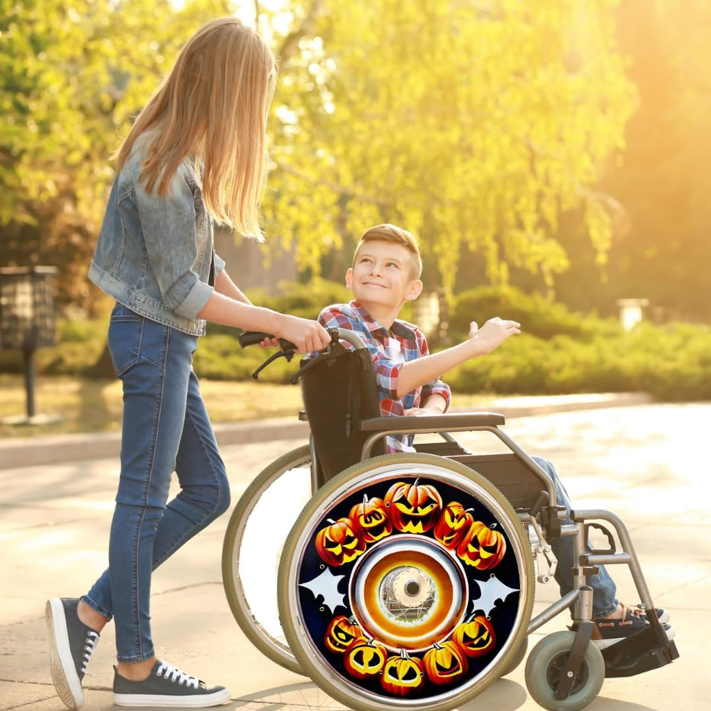 Designer Halloween Cover for Wheelchair Wheels for Adults & Kids, Enhances Aesthetics, Easy Install/Remove, Lightweight, New Matt Finish (Halloween Time!)